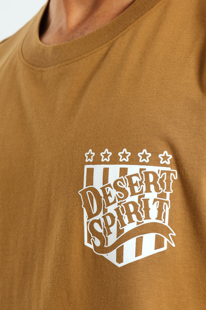 Badge Front & Back Tee - Khaki