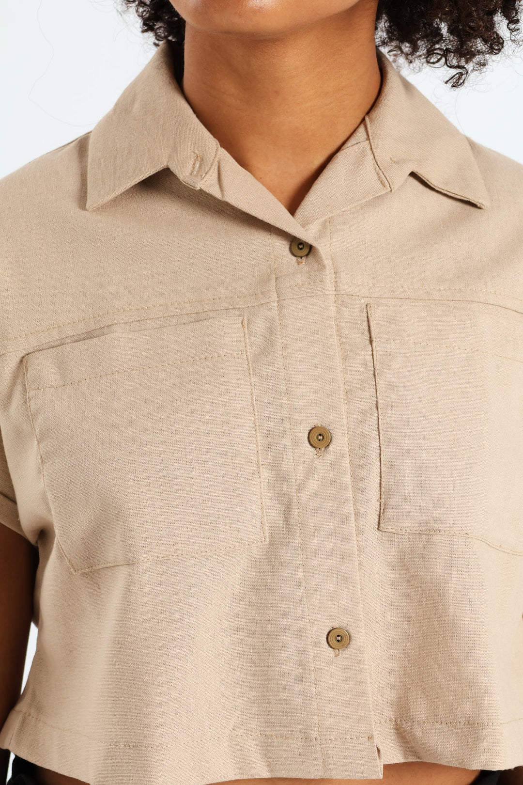 Girls Linen Shirt - Stone