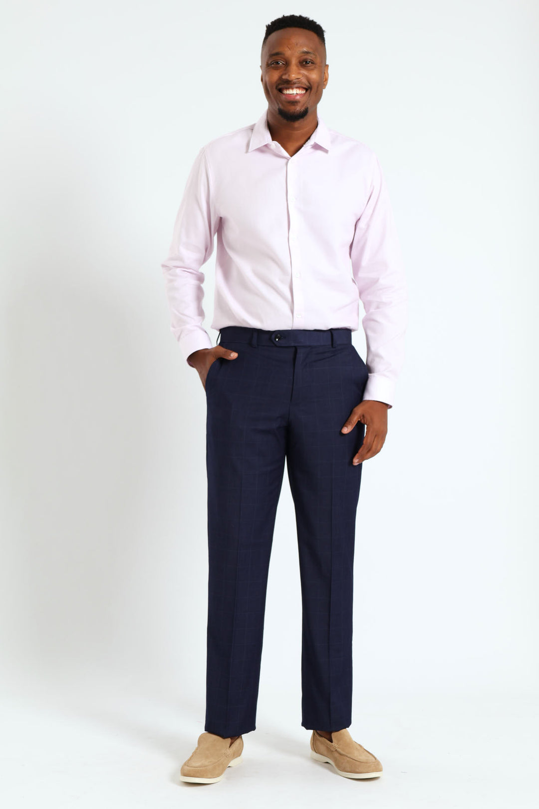 Window Pane Suit Trouser - Navy