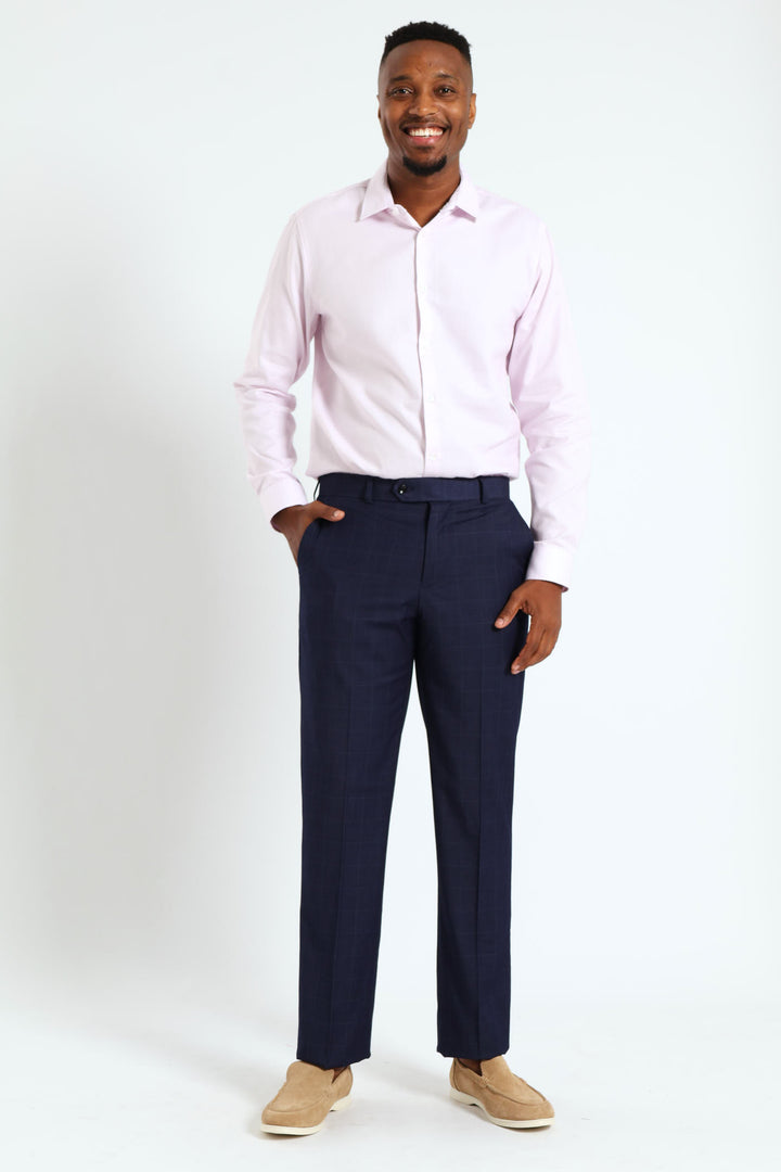 Window Pane Suit Trouser - Navy