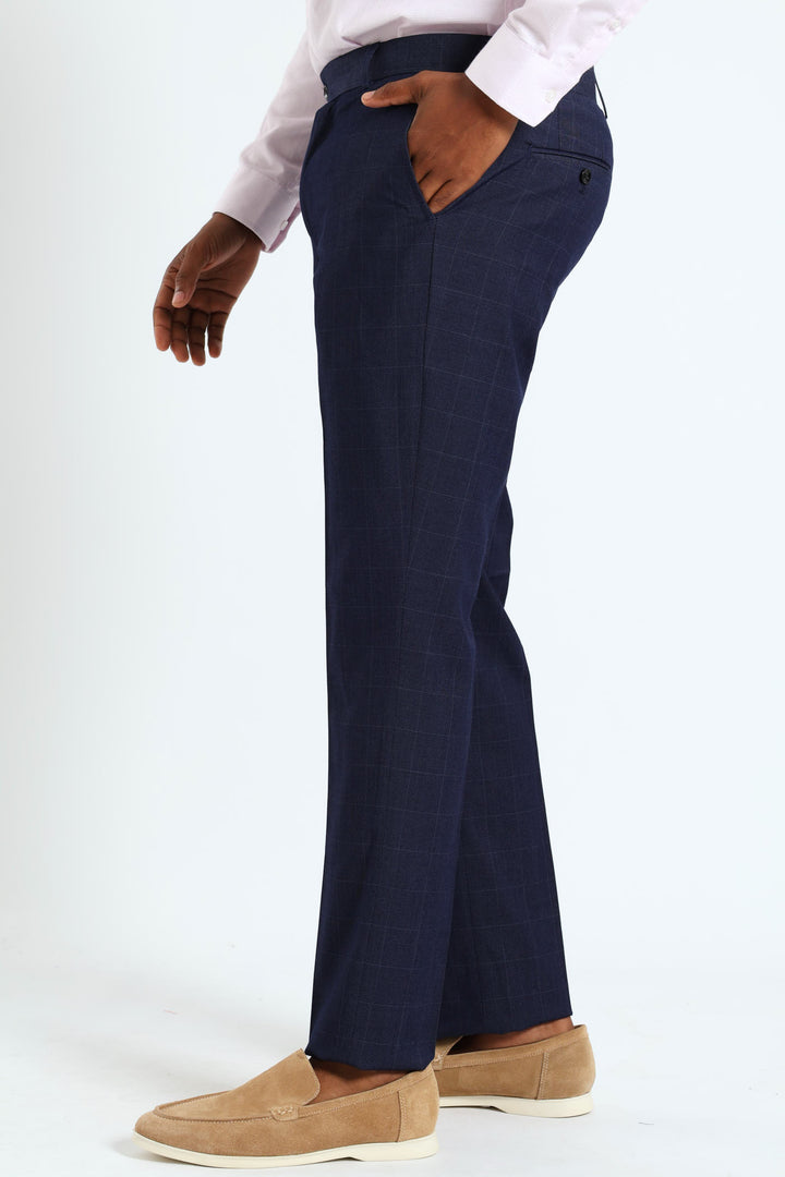 Window Pane Suit Trouser - Navy
