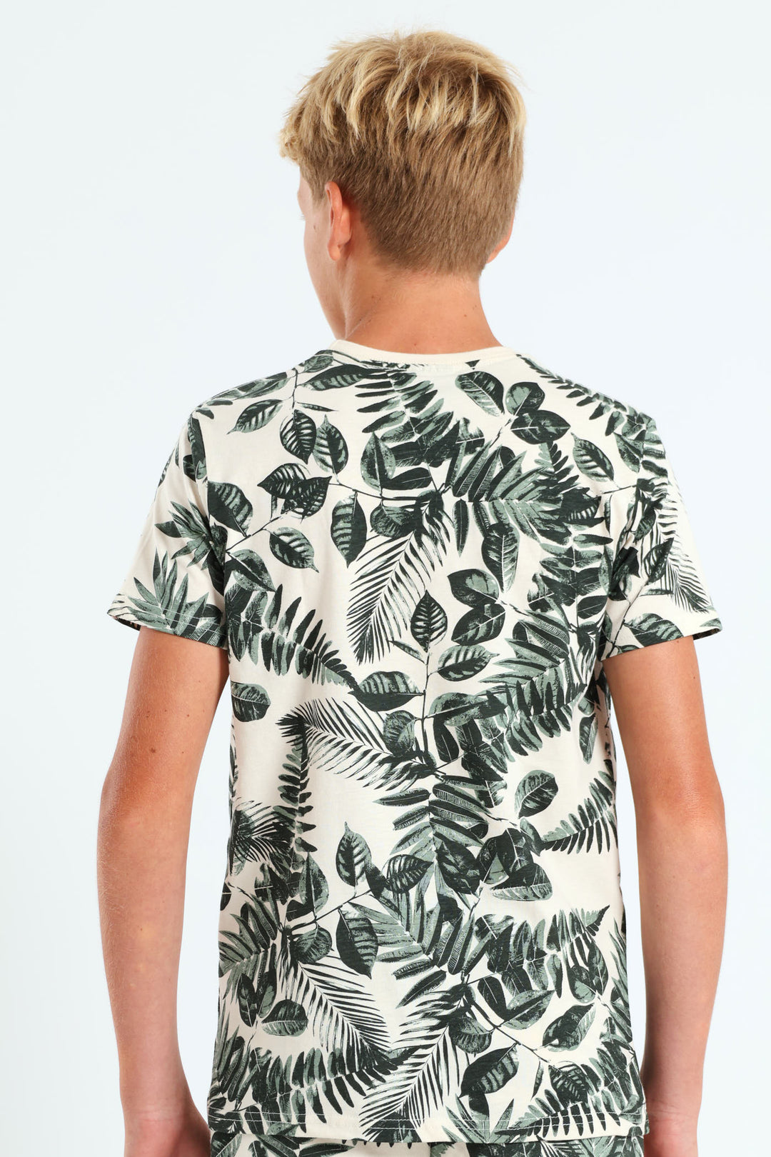 Boys Leaf Print Tee - Cream