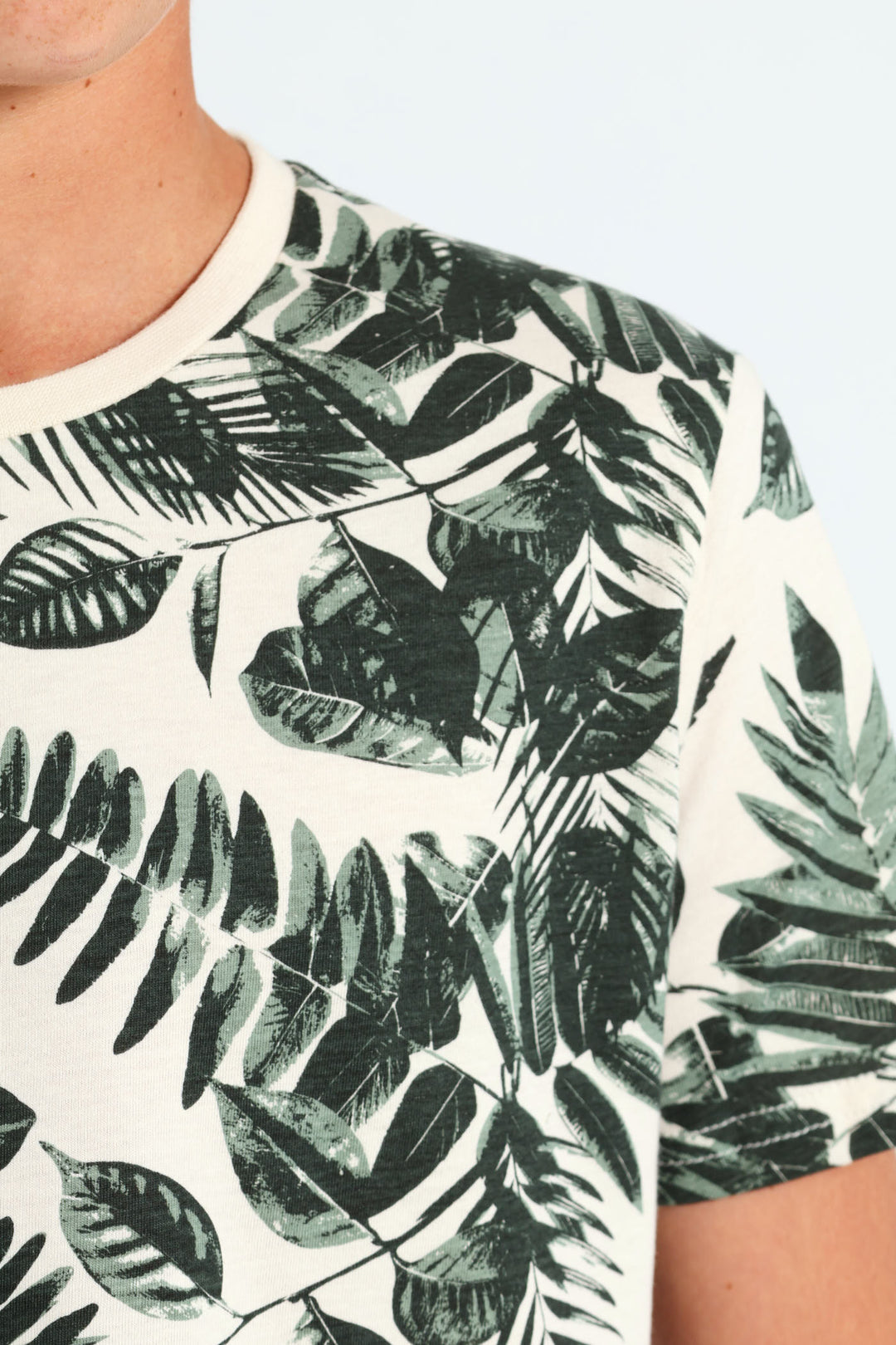 Boys Leaf Print Tee - Cream