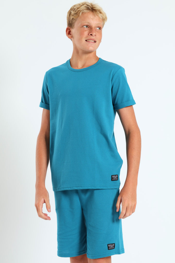 Boys Jacquard Tee - Teal