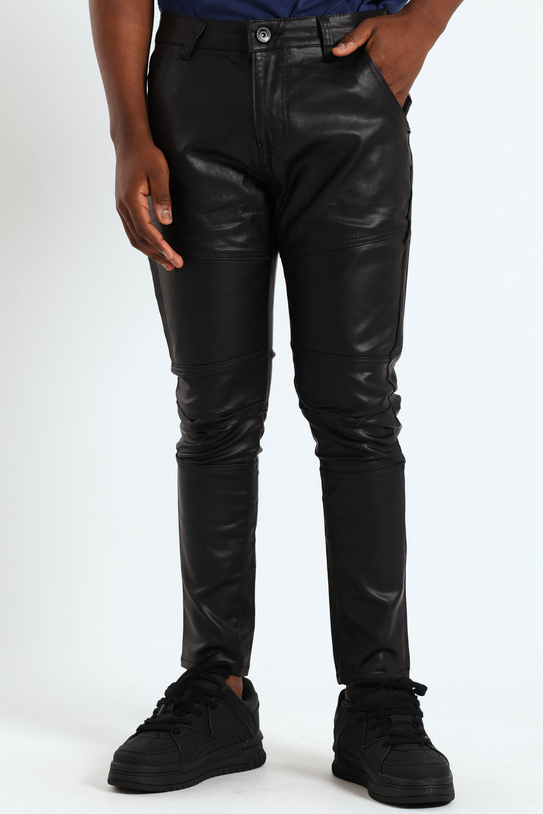 Wax Denim Biker Panel Jean - Black