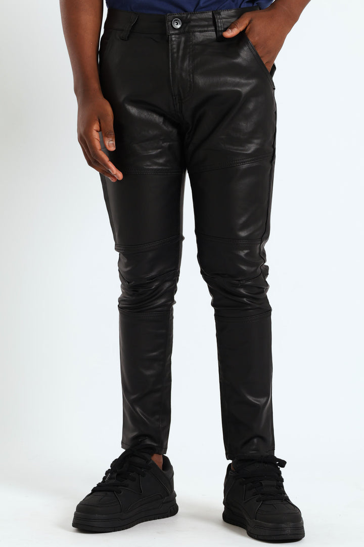 Wax Denim Biker Panel Jean - Black