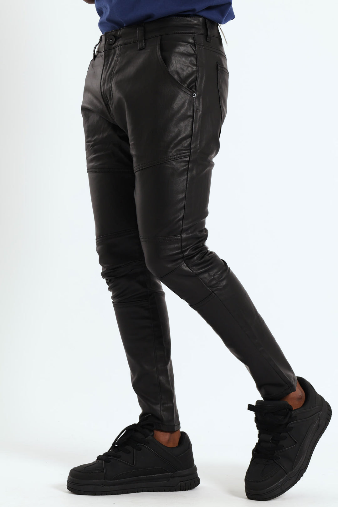 Wax Denim Biker Panel Jean - Black