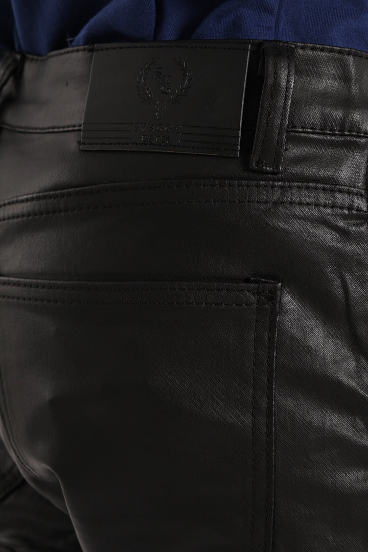 Wax Denim Biker Panel Jean - Black