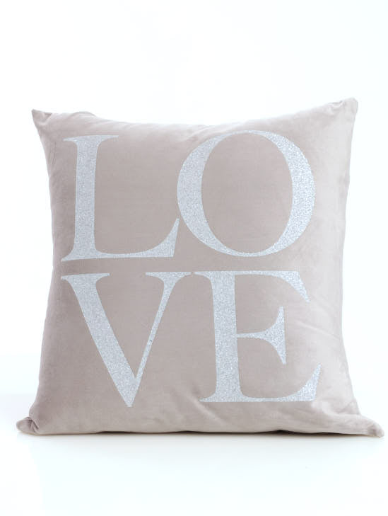 Love Glitter Scatter Cushion - Grey