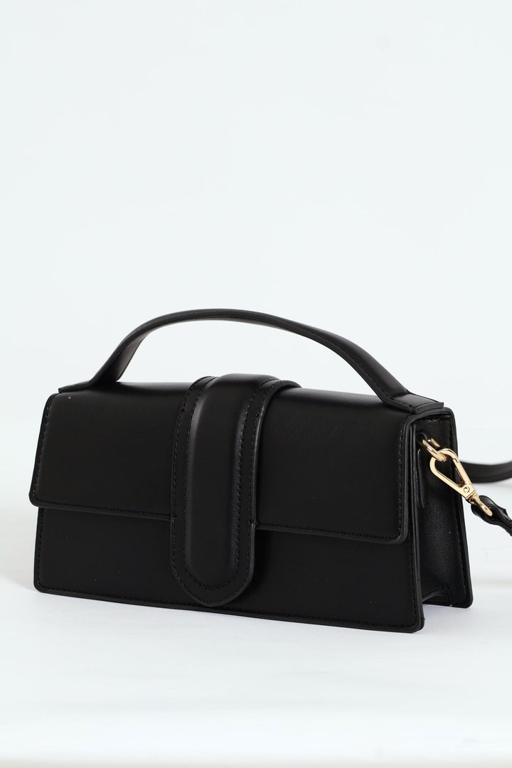 Faithful Top Handle Satchel Bag - Black
