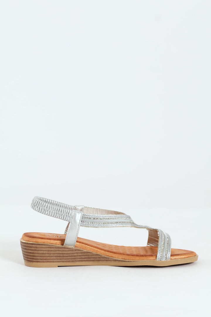Soft Naila Asymetric Comfort Wedge Heel - Silver