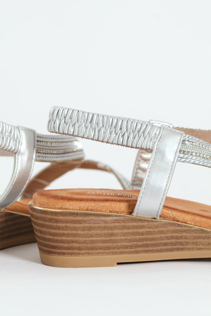 Soft Naila Asymetric Comfort Wedge Heel - Silver