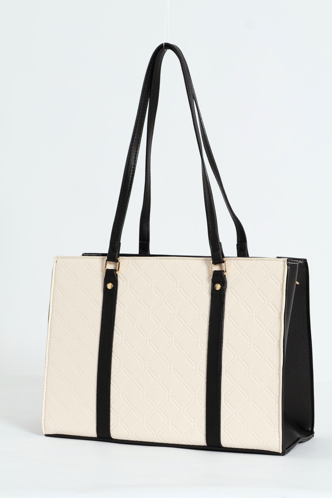 Geo Embossed Square Shopper Bag - Cream