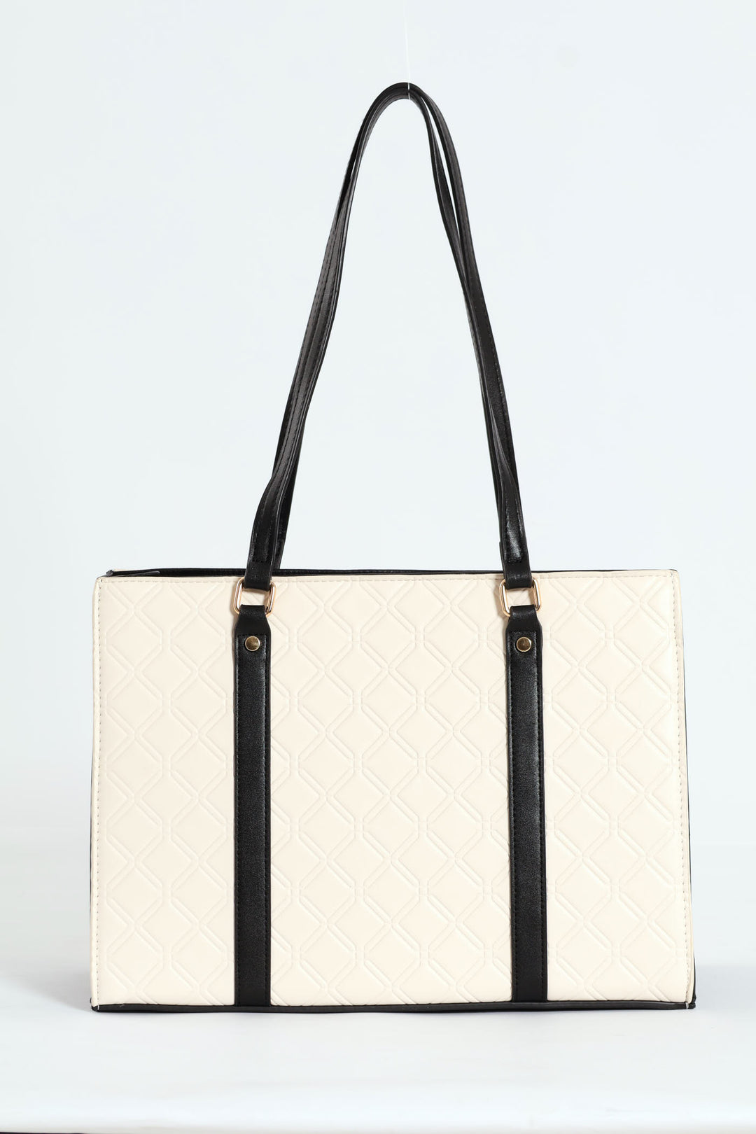 Geo Embossed Square Shopper Bag - Cream