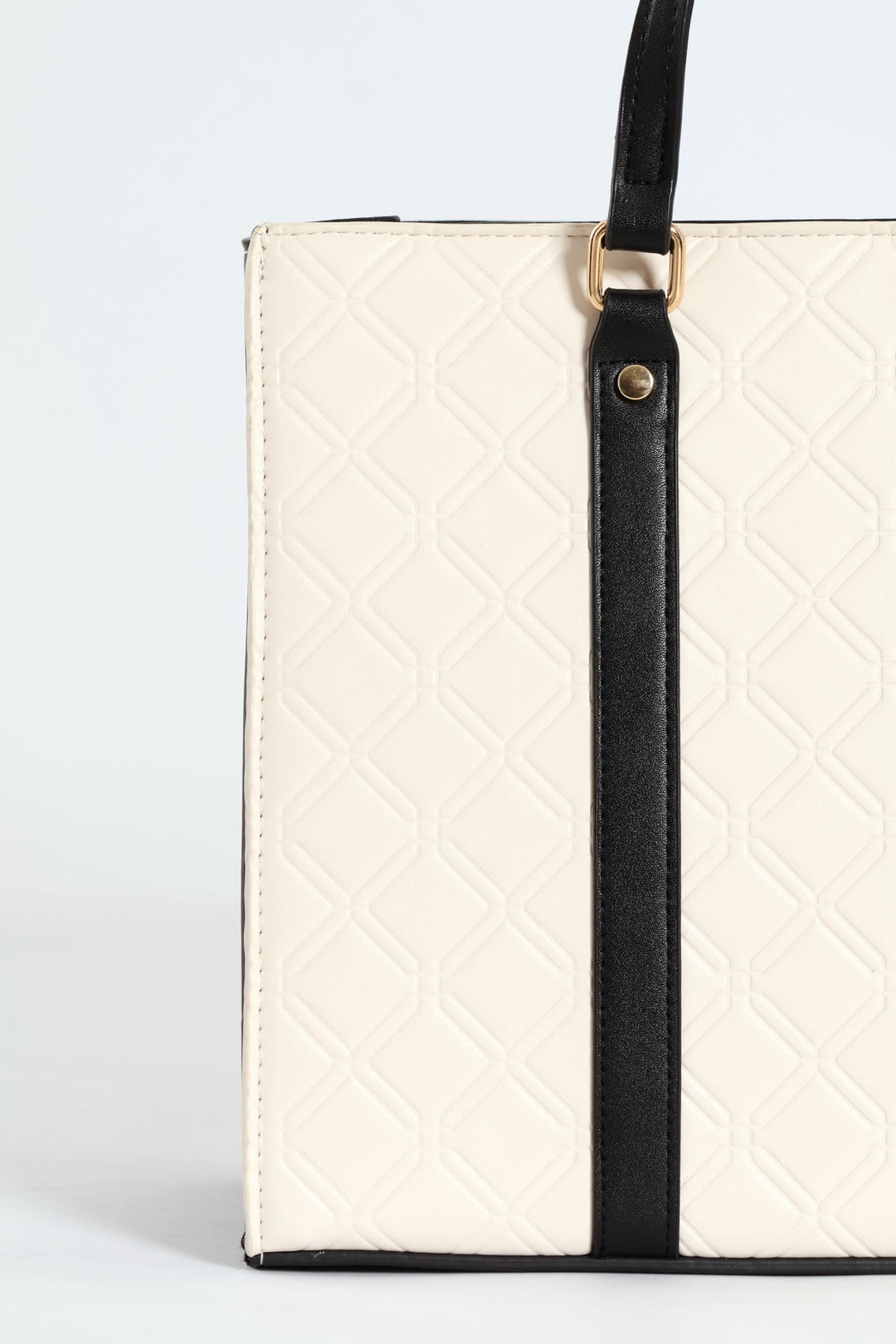 Geo Embossed Square Shopper Bag - Cream