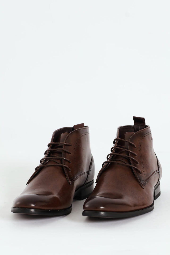 Lace Up Formal Boot - Brown