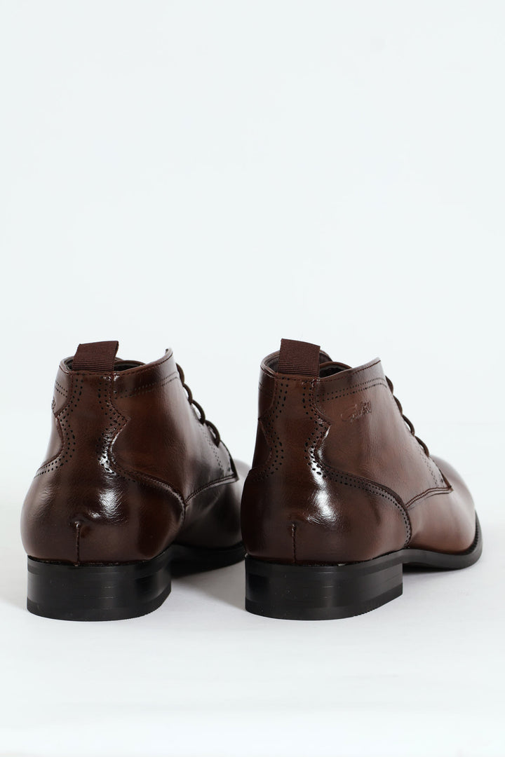 Lace Up Formal Boot - Brown
