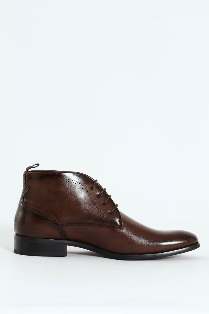 Lace Up Formal Boot - Brown