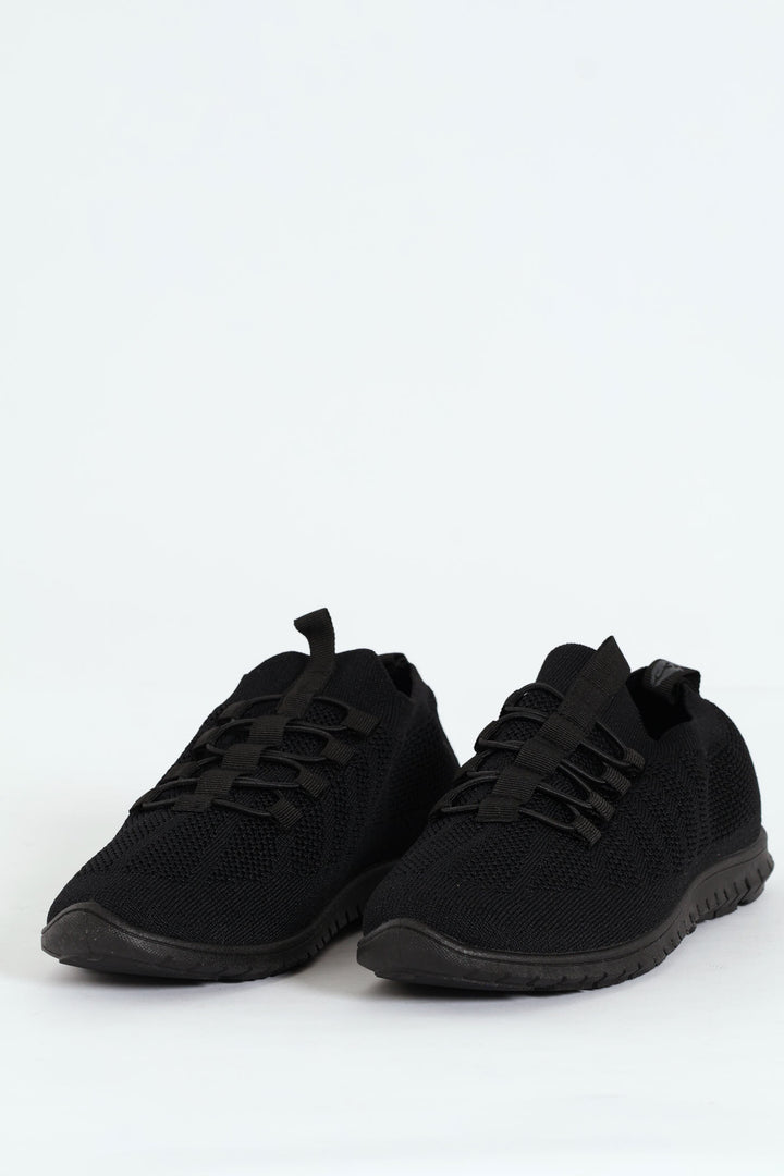 Soft Nansia Knit Lace Up Sneaker - Black