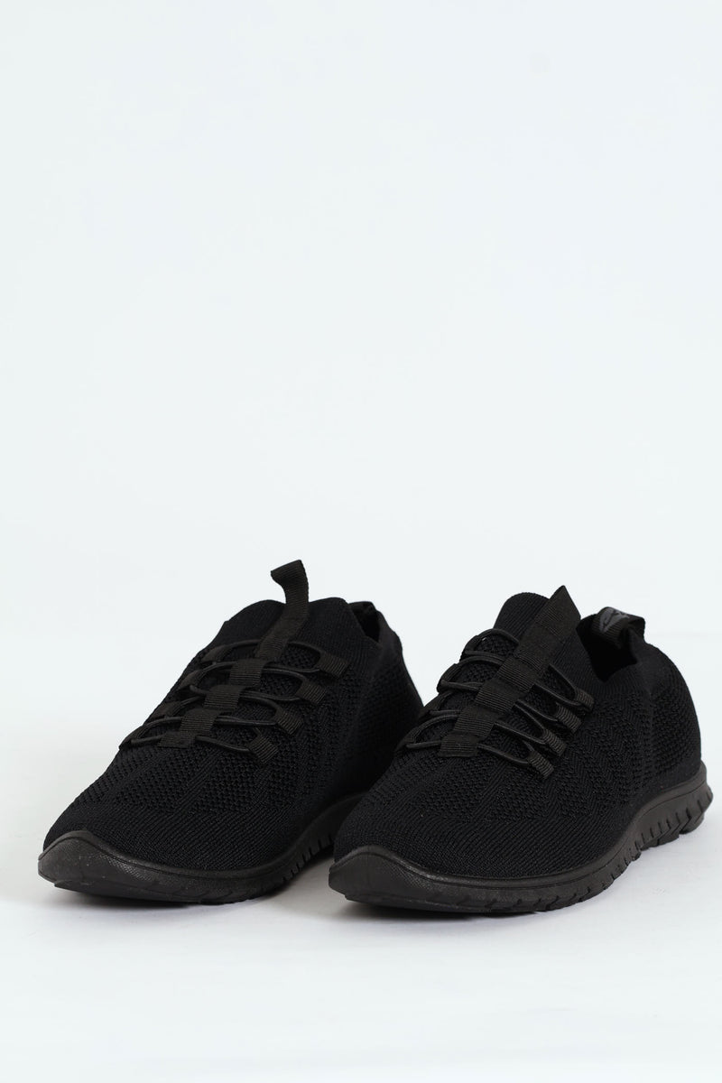 Soft Nansia Knit Lace Up Sneaker - Black