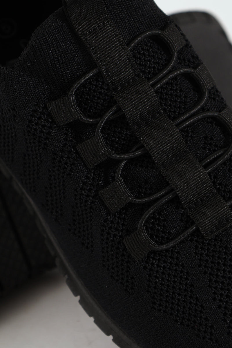 Soft Nansia Knit Lace Up Sneaker - Black