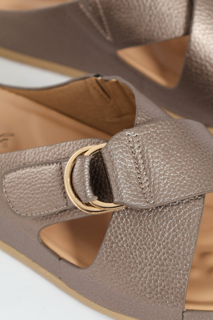 Tanika Cross Over Slip On Mule Sandal - Pewter