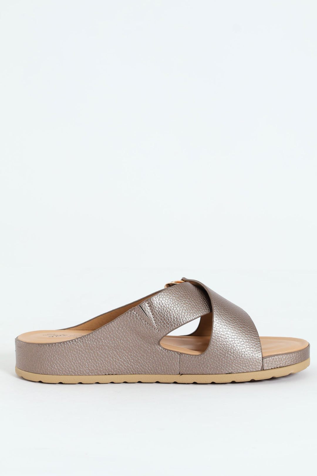 Tanika Cross Over Slip On Mule Sandal - Pewter