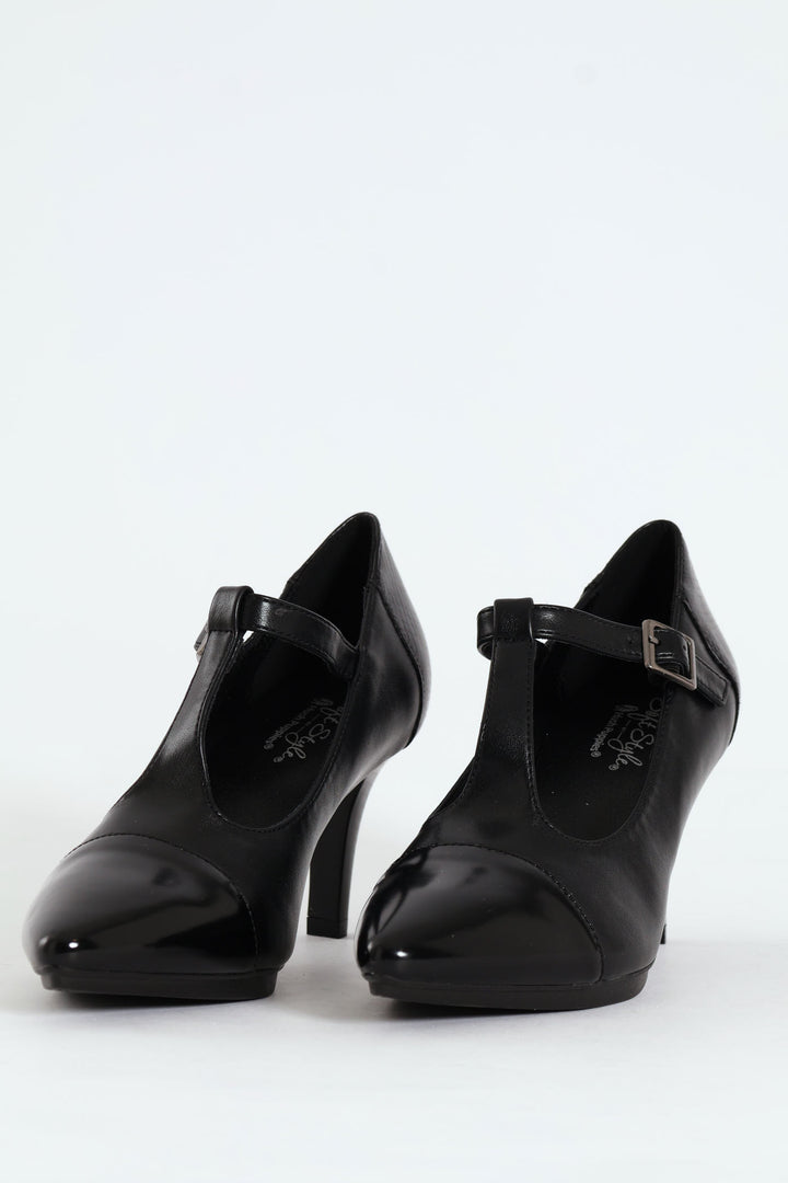 Phoenix Mary Jane T-Strap Heel - Black