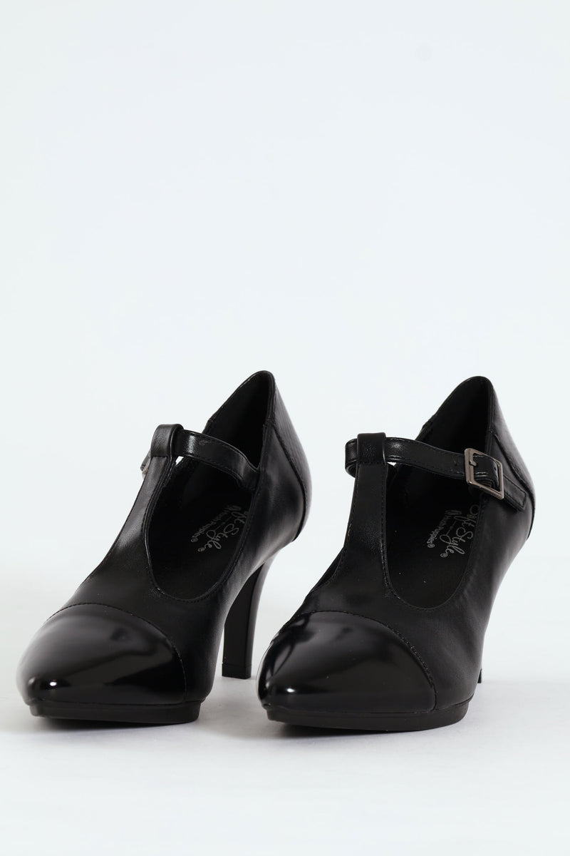 Phoenix Mary Jane T-Strap Heel - Black