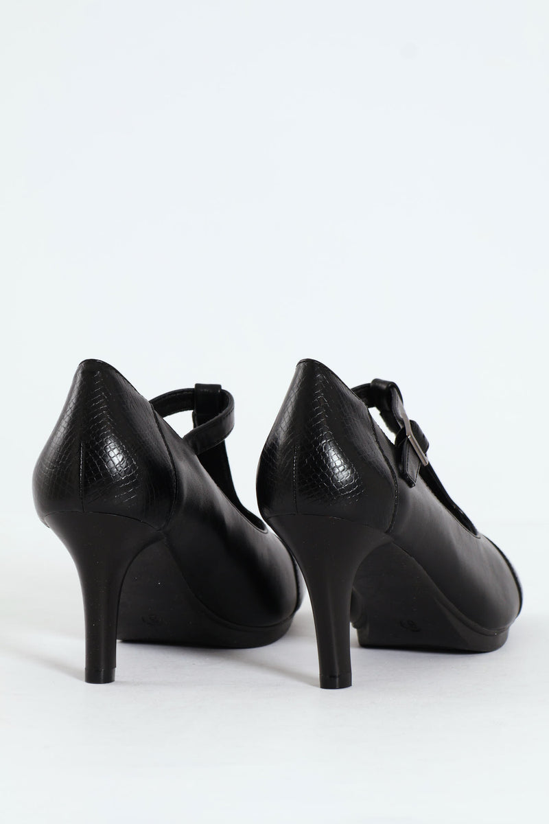 Phoenix Mary Jane T-Strap Heel - Black