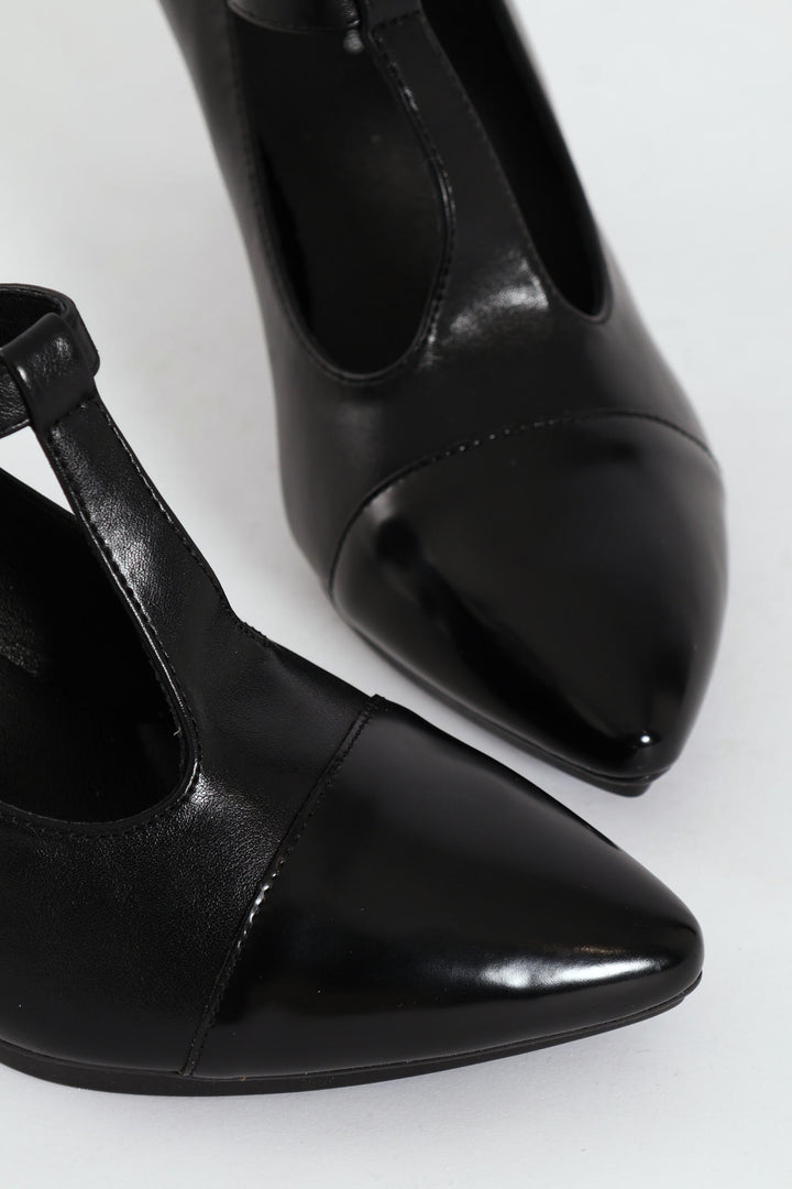 Phoenix Mary Jane T-Strap Heel - Black