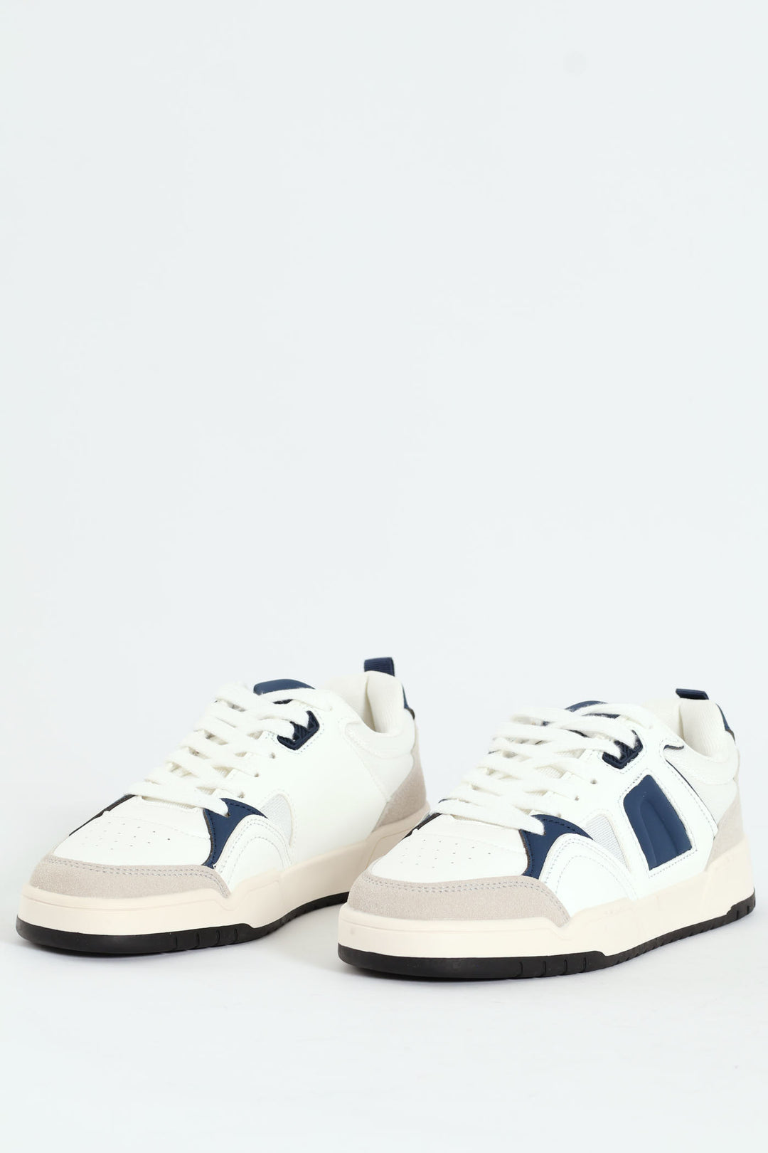 Panelled Fashion Court Sneaker - White/Navy