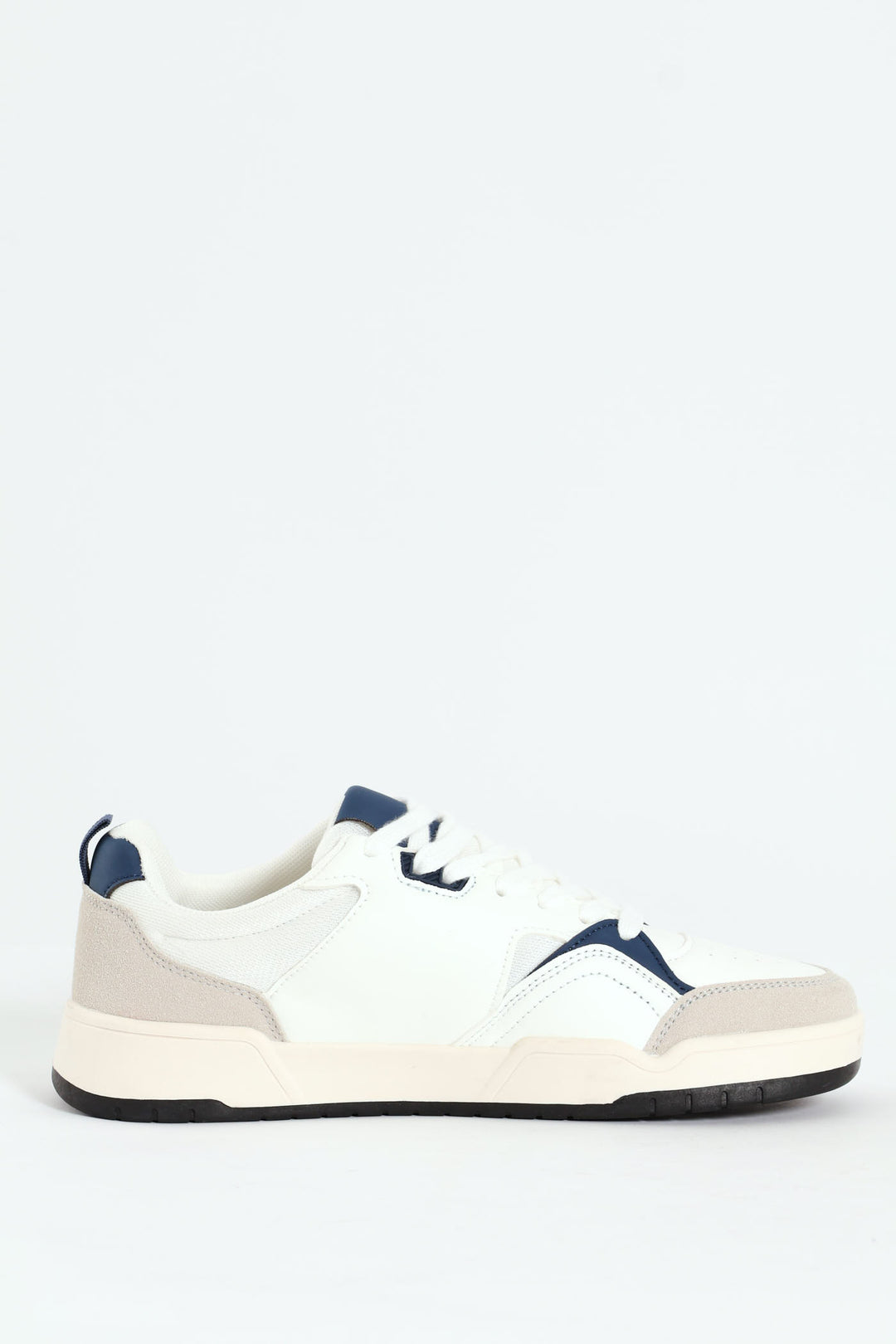 Panelled Fashion Court Sneaker - White/Navy