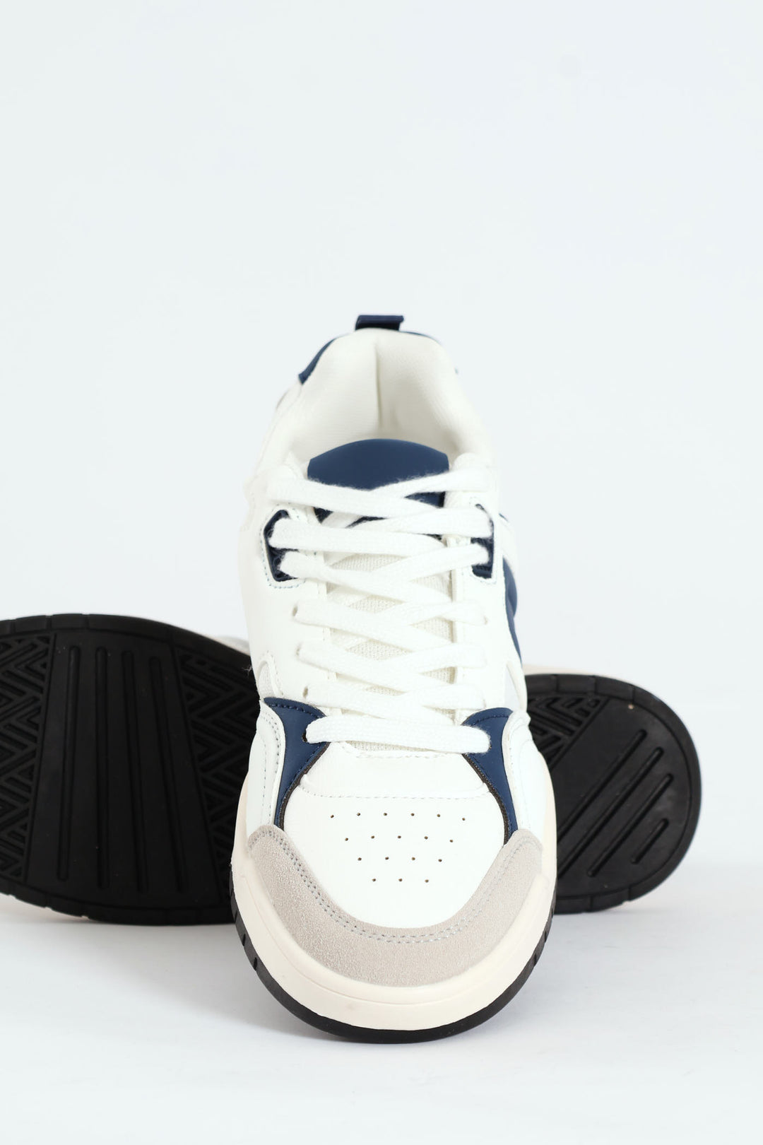 Panelled Fashion Court Sneaker - White/Navy