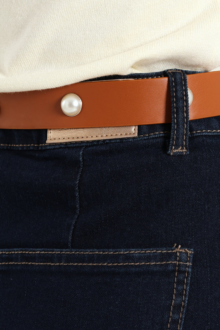 Pearl Belted Wide Leg Jean - Dark Wash Ink