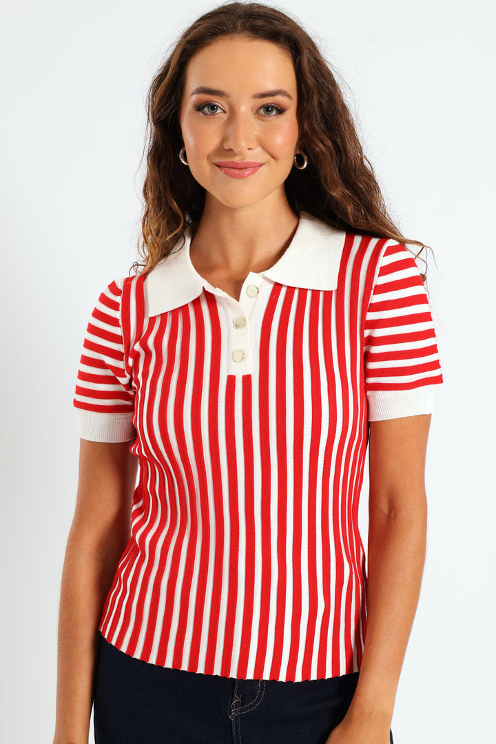 Button Two Tone Golfer - White/Red