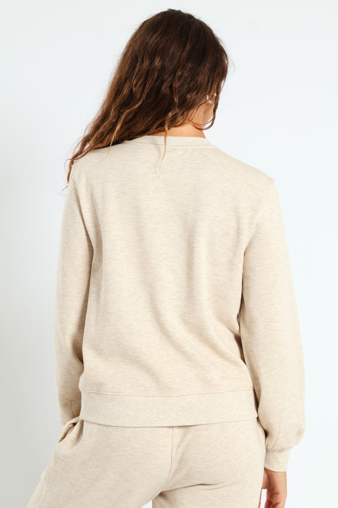 Flower Loop Embroidered Pullover - Oatmeal Melange