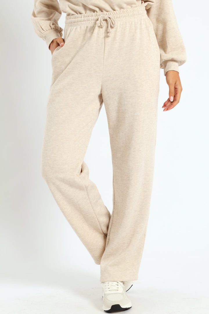 Wide Leg Jogger - Oatmeal Melange
