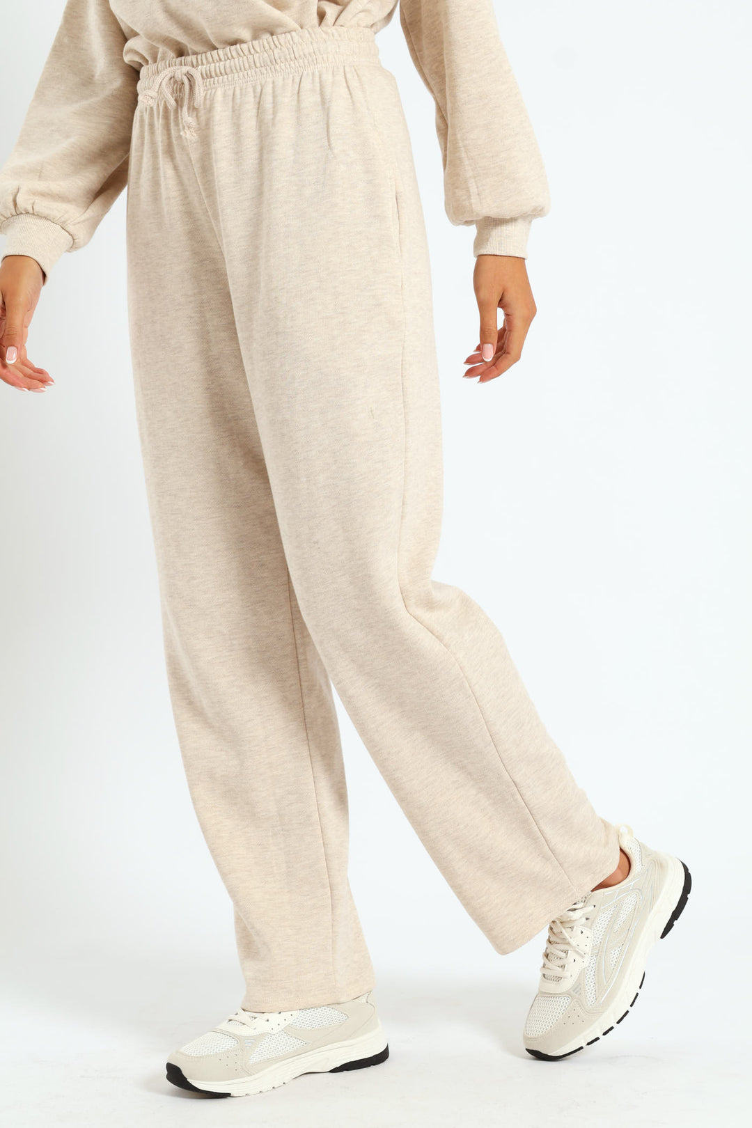 Wide Leg Jogger - Oatmeal Melange