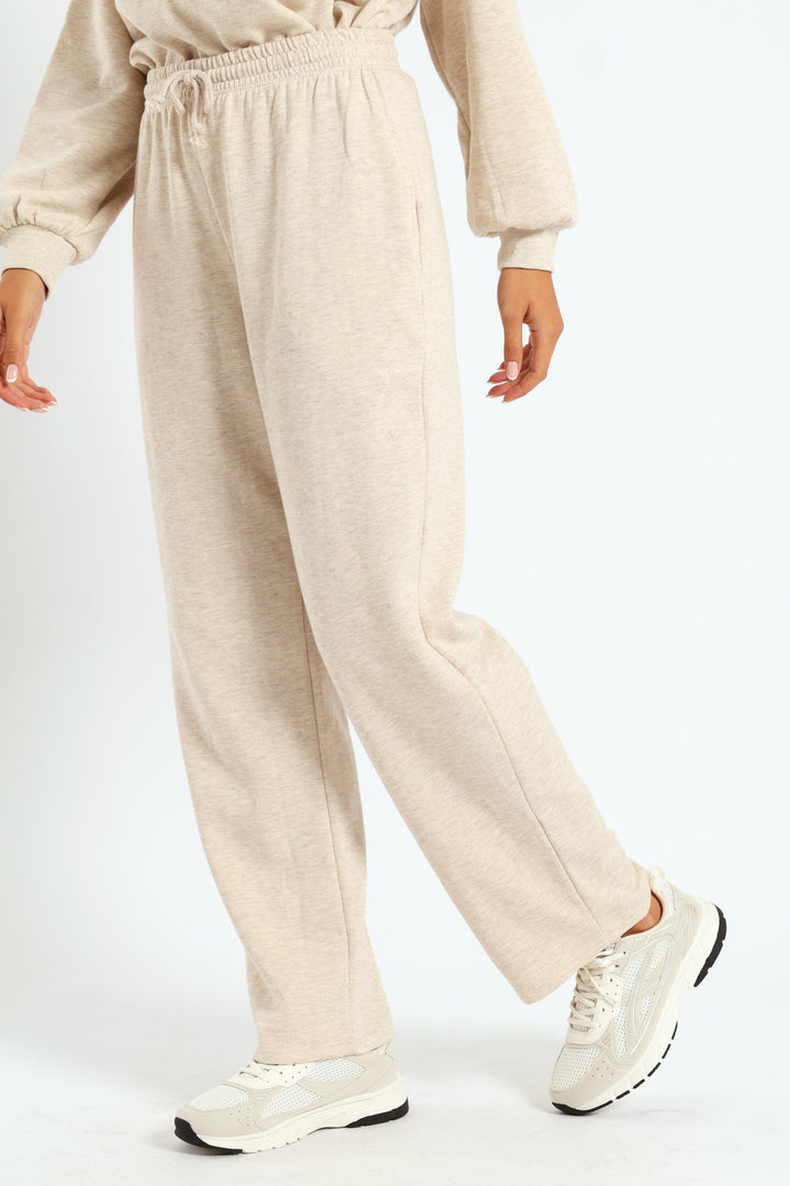 Wide Leg Jogger - Oatmeal Melange
