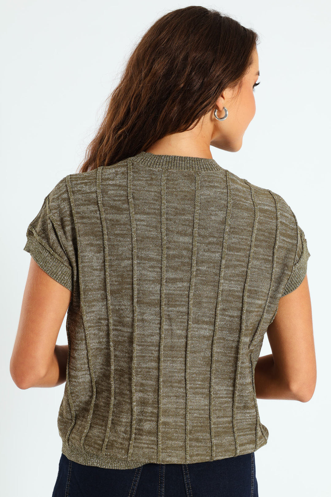 Lurex Pintuck Sweater - Fatigue