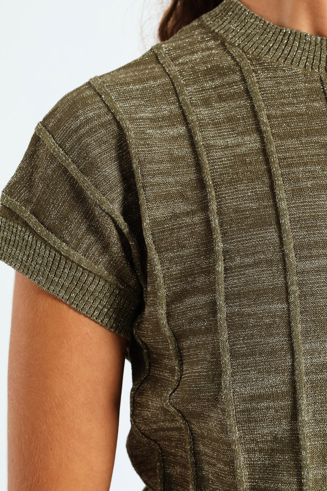 Lurex Pintuck Sweater - Fatigue