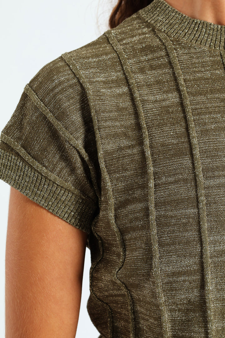 Lurex Pintuck Sweater - Fatigue