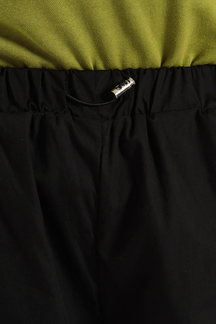 Embroidered Poplin Cargo Jogger - Black