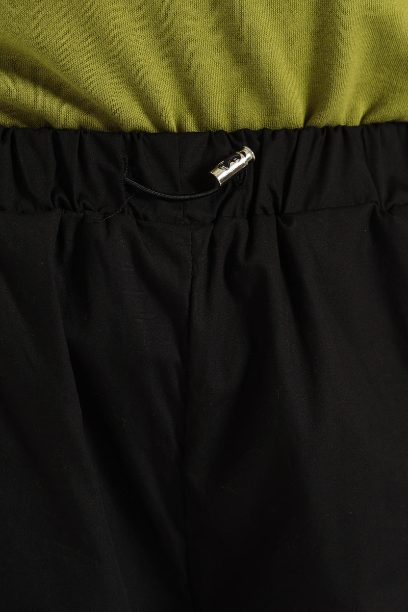 Embroidered Poplin Cargo Jogger - Black