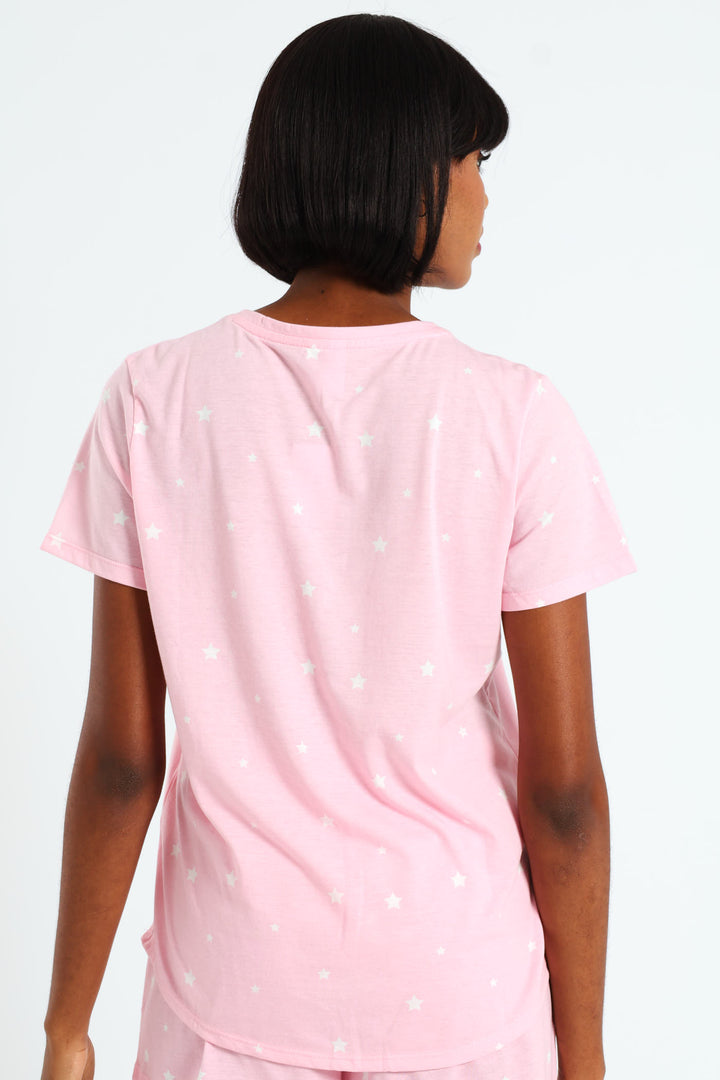 Stars Knit Tee - Pink