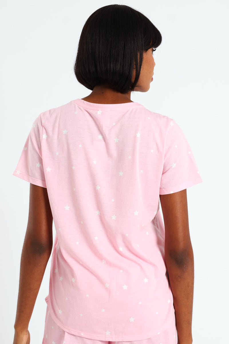 Stars Knit Tee - Pink