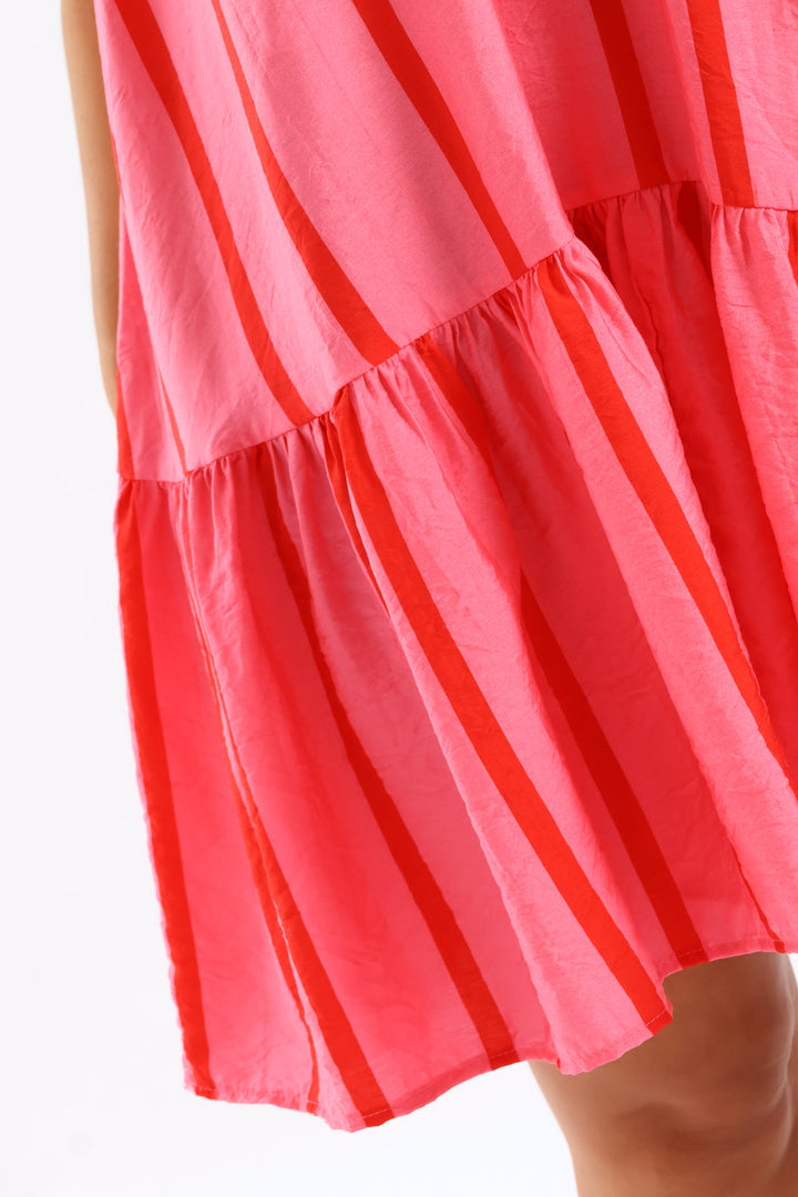 Love Stripe Drop Waist Boxy Dress - Pink
