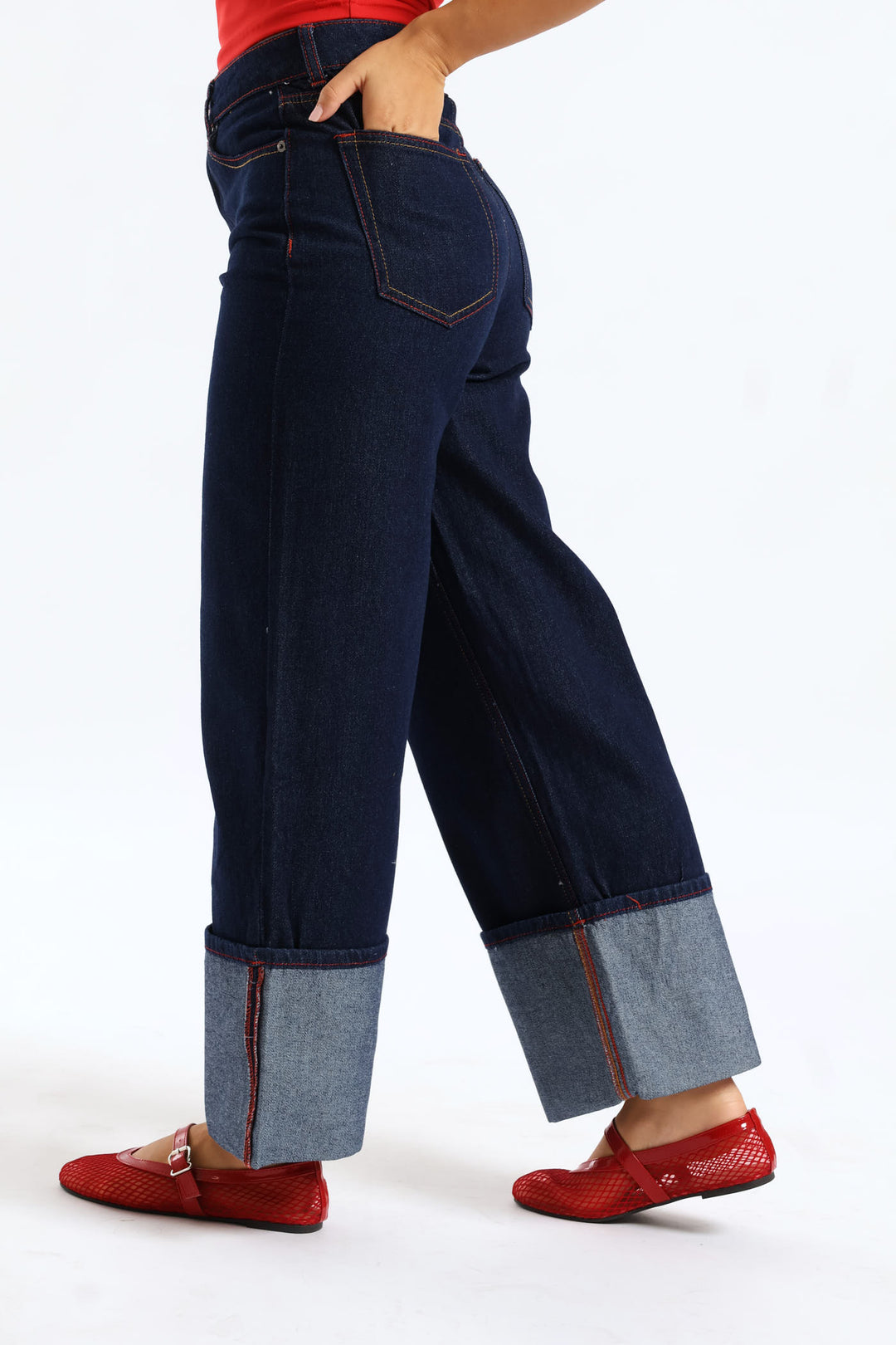 Turn Up Wide Leg Denim - Ink