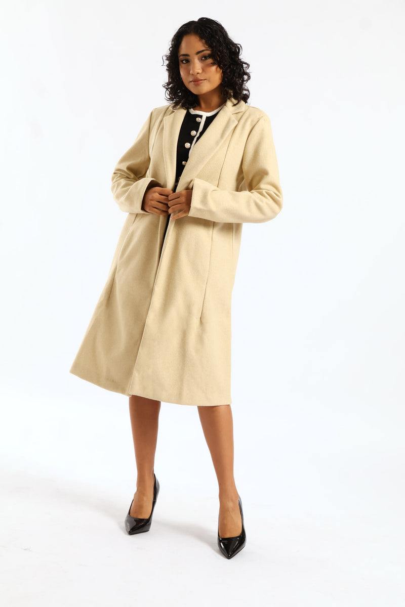 Basic Panelled Pocket Coat - Oatmeal